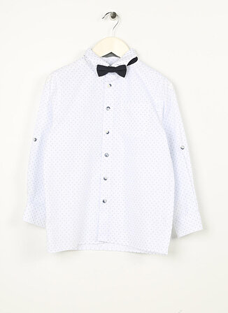 Koton Beyaz Erkek Çocuk Uzun Kollu Düz Gömlek 3SKB60015TW