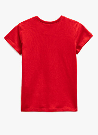 Koton Kırmızı Kız Çocuk Bisiklet Yaka Kısa Kollu Baskılı T-Shirt 3SKG10045AK