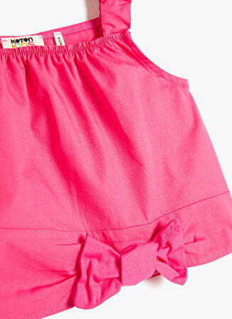 Koton Pembe Kız Çocuk Kare Yaka Askılı Düz Bluz 3SKG60009AW