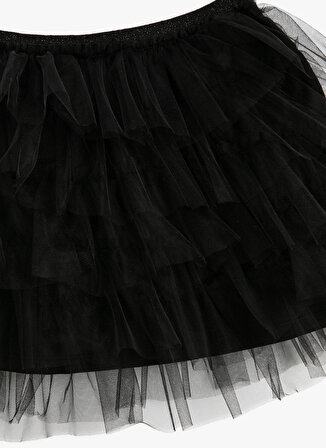 Koton Lastikli Bel Kabarık Siyah Düz Kısa Kız Çocuk Etek 3SKG70012AK