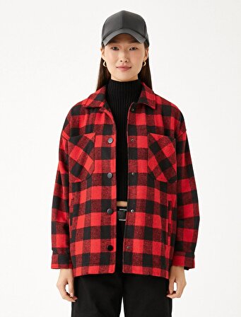 Kadın Giyim Ceket 3WAK50032PW Kırmızı Ekose