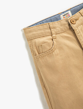 Chino Pantolon Cepli Slim Fit Pamuklu Beli Ayarlanabilir Lastikli 