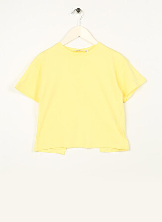 Koton Sarı Kız Çocuk Bisiklet Yaka Kısa Kollu Düz T-Shirt 3SKG10123AK