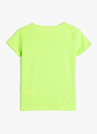 Koton Neon Sarı Kız Çocuk Bisiklet Yaka Kısa Kollu Baskılı T-Shirt 3SKG10163AK