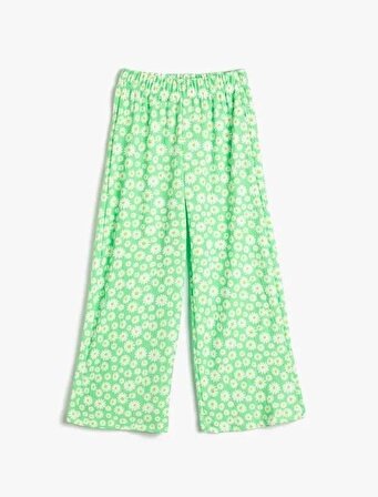 Koton Lastikli Bel Geniş Paça Yeşil Kız Çocuk Pantolon 3SKG40089AK