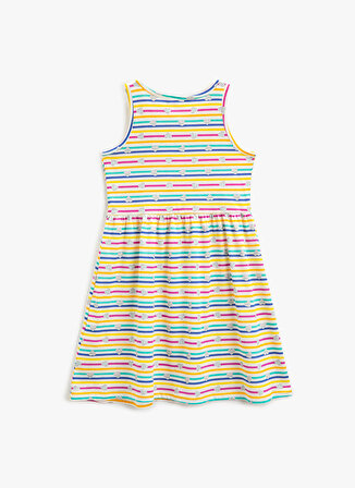 Koton Ekru Kız Çocuk O Yaka Kolsuz Uzun Çizgili Elbise 3SKG80052AK