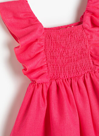 Koton Pembe Kız Bebek Kare Yaka Askılı Kısa Düz Elbise 3SMG80012AW