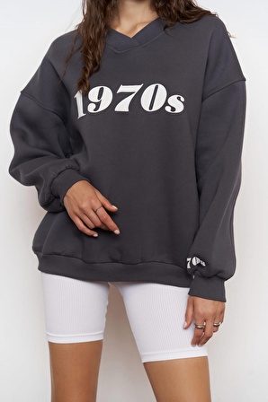 1970s Antrasit Oversize Unisex Sweatshirt