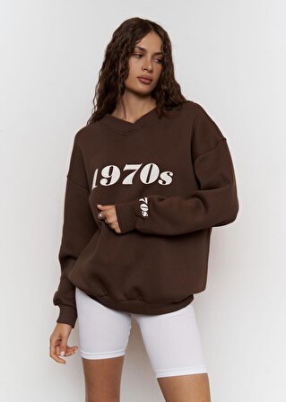 1970s Kahverengi Oversize Unisex Sweatshirt
