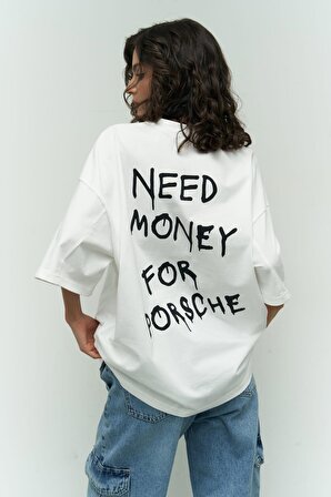 Need Money Beyaz Oversize T-Shirt