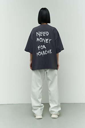 Need Money Antrasit Oversize T-Shirt