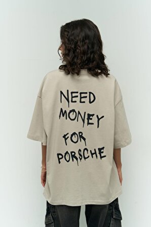 Need Money Bej Oversize T-Shirt