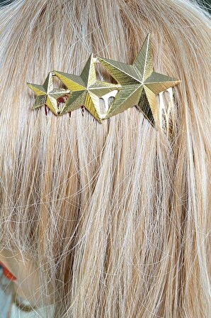 Gold Yıldızlı Saç Tarağı, Saç Tokası, Saç Aksesuarı