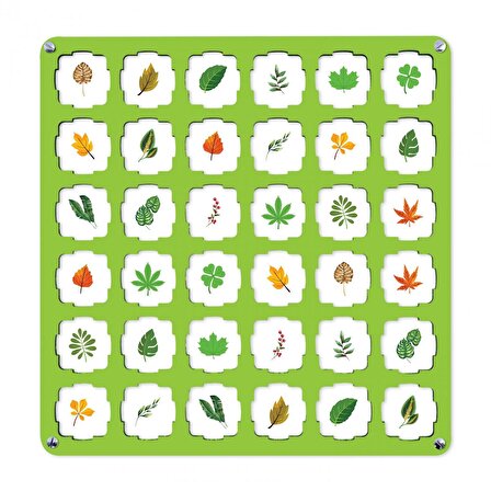 Yeşil Ahşap MDF Eşleştirme Hafıza Oyunu 34x34