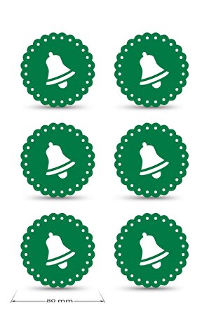 Yılbaşı Temali -6 Dantel Kenar Desenli Yeşil Keçe Bardak Altlığı  6'lı Takım