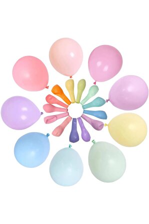 Makaron Balon 12" İnç 100 Adet Karışık Renkli Balon ve Balon Zincir Aparatı 5 Metre
