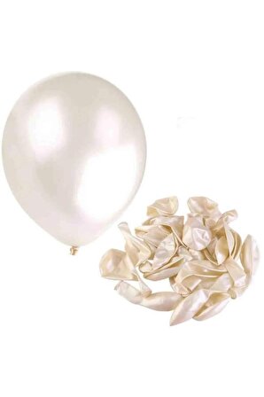 Beyaz Metalik Sedefli Balon 12" İnç 10 'lu Balon