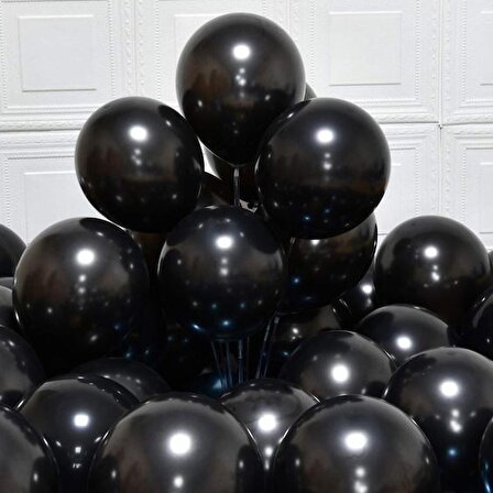 Siyah Metalik Sedefli Balon 12" İnç 10 'lu Balon