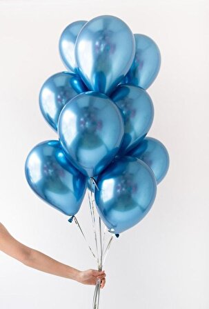 Mavi Metalik Sedefli Balon 12" İnç 10 'lu Balon