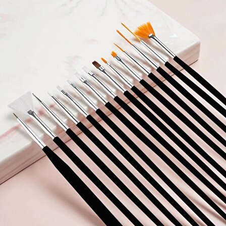 Profesyonel Tırnak Süsleme Nail Art Fırça Seti 15' Li