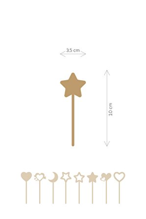 Gold 8'li Yıldız, Ay, Kalp Ayna Pleksi Pasta Üstü & Doğum Günü Partisi & Pleksi Pasta Süsü