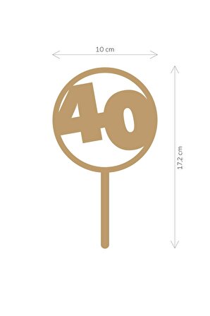 Gold 40 Yaş Yazılı Ayna Pleksi Pasta Üstü & Doğum Günü Partisi & Pleksi Pasta Süsü