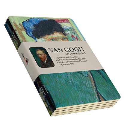 Van Gogh 4'lü Defter Seti 4 - Self-Portrait Series I - Çizgisiz -64 Sayfa - 10,5x14cm