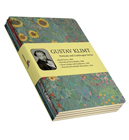 Gustav Klimt 4'lü Defter Seti 2 - Portraits and Landscapes Series - Çizgisiz -48 Sayfa - 10,5x14cm