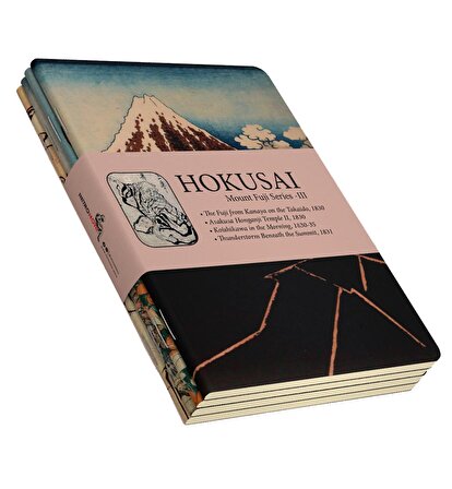 Hokusai 4'lü Defter Seti 3 - Mount Fuji Series III - Çizgisiz - 48 Sayfa - 10,5x14cm