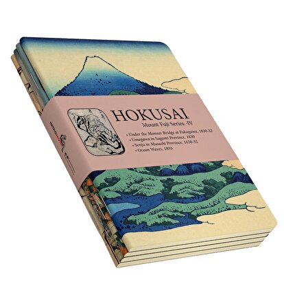Hokusai 4'lü Defter Seti 4 - Mount Fuji Series IV - Çizgisiz - 48 Sayfa - 10,5x14cm
