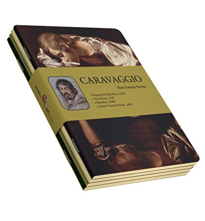 Caravaggio 4'lü Defter Seti 1 - Narcissism Series - Çizgisiz - 48 Sayfa - 10,5x14cm