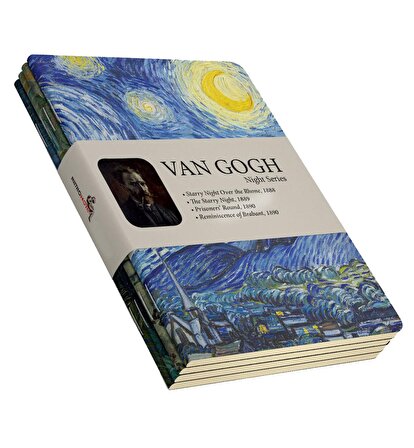 Van Gogh 4'lü Defter Seti 1 - Night Series - Çizgisiz -48 Sayfa - 10,5x14cm