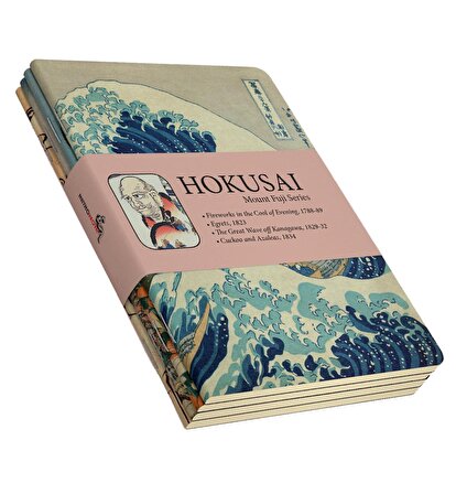 Hokusai 4'lü Defter Seti 1 - Mount Fuji Series I - Çizgisiz -48 Sayfa - 10,5x14cm