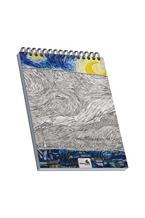 The Starry Night, Van Gogh 1889, A4 Eskiz Defter I, Çizgisiz, 100 Sayfa, 100 gram, Beyaz Renk