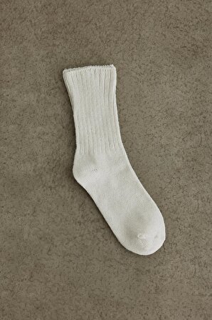 Bej Yün Karışımlı Fitilli Çorap