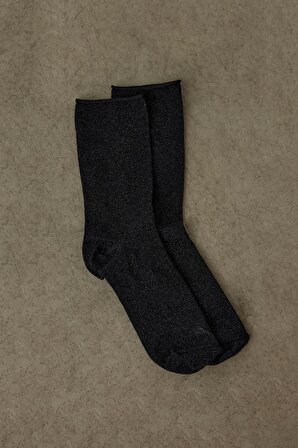 Siyah Parıltılı İnce Çorap