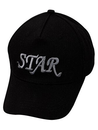 Civil Girls Star 6 - 9 Yaş Güneş Korumalı Sloganlı Şapka Siyah