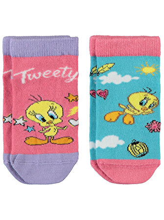 Tweety Kız Çocuk 2'li Patik Çorap Set 3-11 Yaş Narçiçeği
