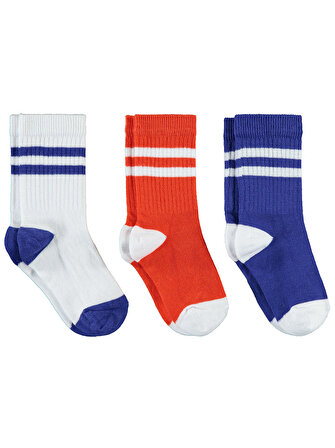 Civil Boys Erkek Çocuk 3'lü Soket Çorap Set 2-12 Yaş Saks Mavisi