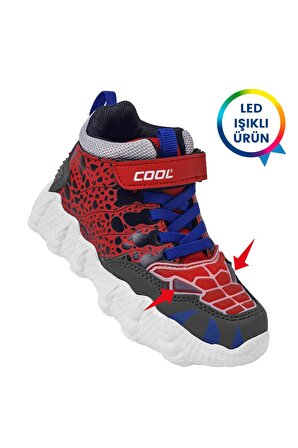Cool Godzilla Patik Erkek Çocuk Işıklı Hi Sneaker Kırmızı