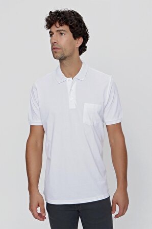  Erkek Beyaz Basic Düz %100 Pamuk Battal Geniş Kesim Kısa Kollu  Polo Yaka Tişört