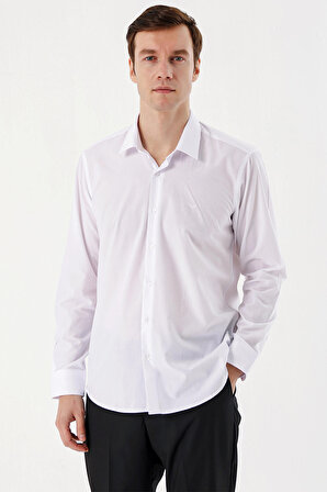  Erkek Beyaz Basic Regular Fit Gömlek
