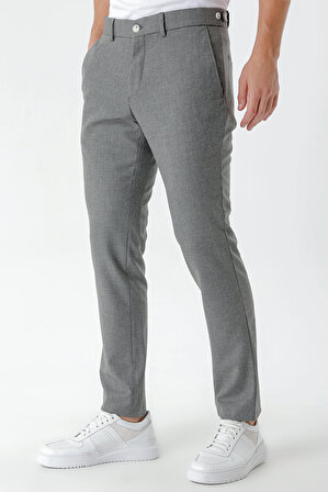  Erkek Füme Poliviskon Trend Desenli Slim Fit Classic Pantolon
