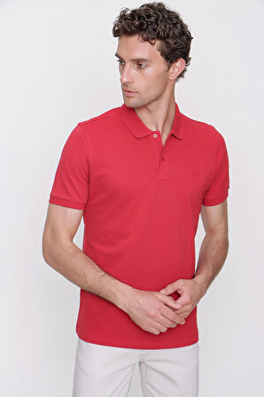  Erkek Kırmızı Basic Polo Yaka Dynamic Fit T-Shirt