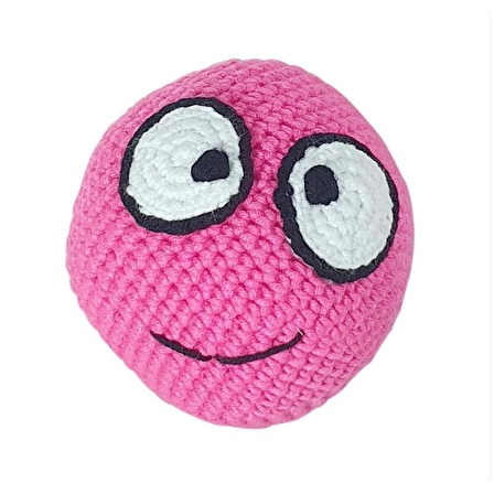 Jooys Amigurumi Kedi Oyuncağı Pembe Emoji Örgü Top 7 cm