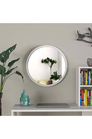 45 Cm Rio Banyo Aynası Dekoratif Lavabo Aynası Yuvarlak Ayna Beyaz