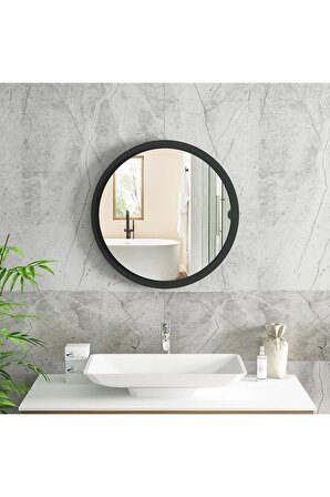 45 Cm Rio Banyo Aynası Dekoratif Lavabo Aynası Yuvarlak Ayna Antrasit