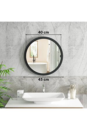 45 Cm Rio Banyo Aynası Dekoratif Lavabo Aynası Yuvarlak Ayna Antrasit