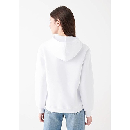 Kapüşonlu Beyaz Basic Sweatshirt 167299-70000