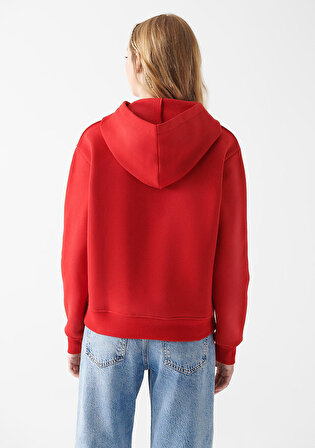 Kapüşonlu Kırmızı Basic Sweatshirt 167299-82054